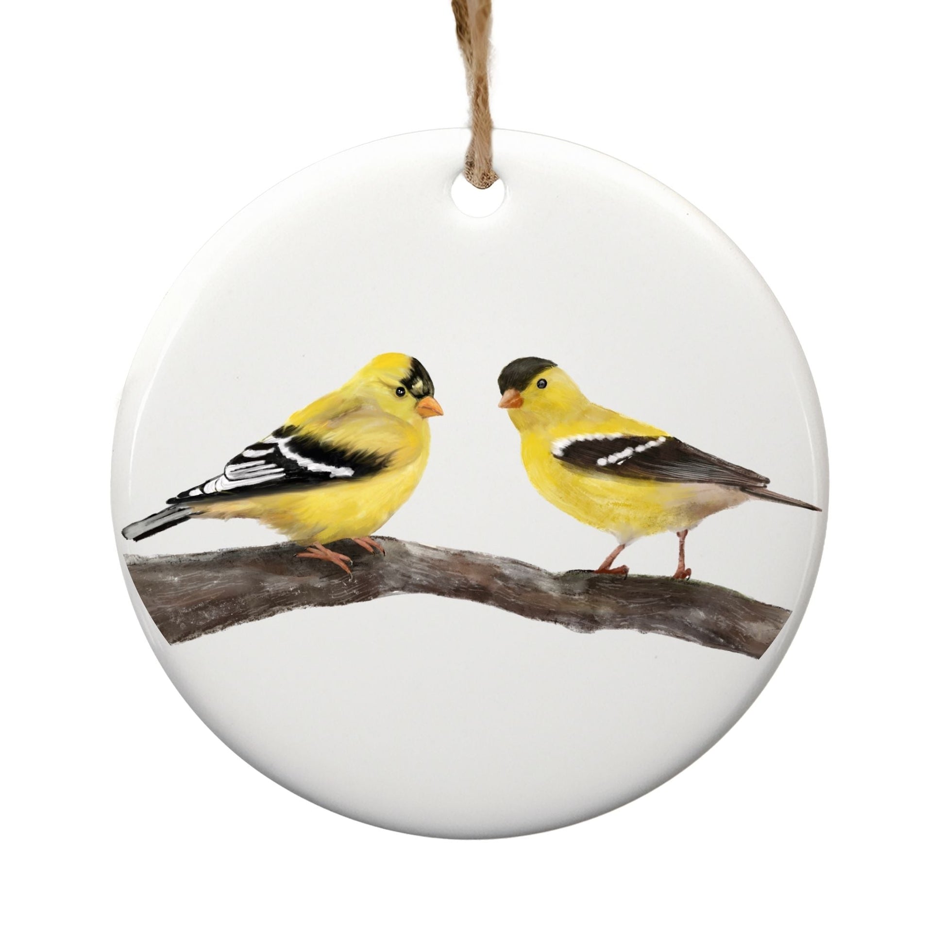 American Goldfinch Ceramic Ornament - MerikaArt