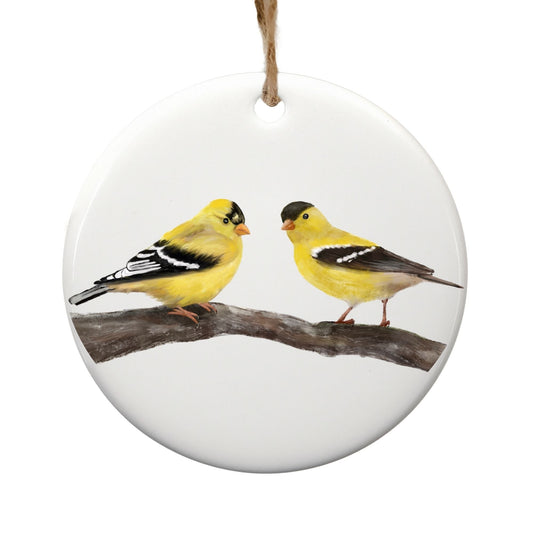 American Goldfinch Ceramic Ornament - MerikaArt