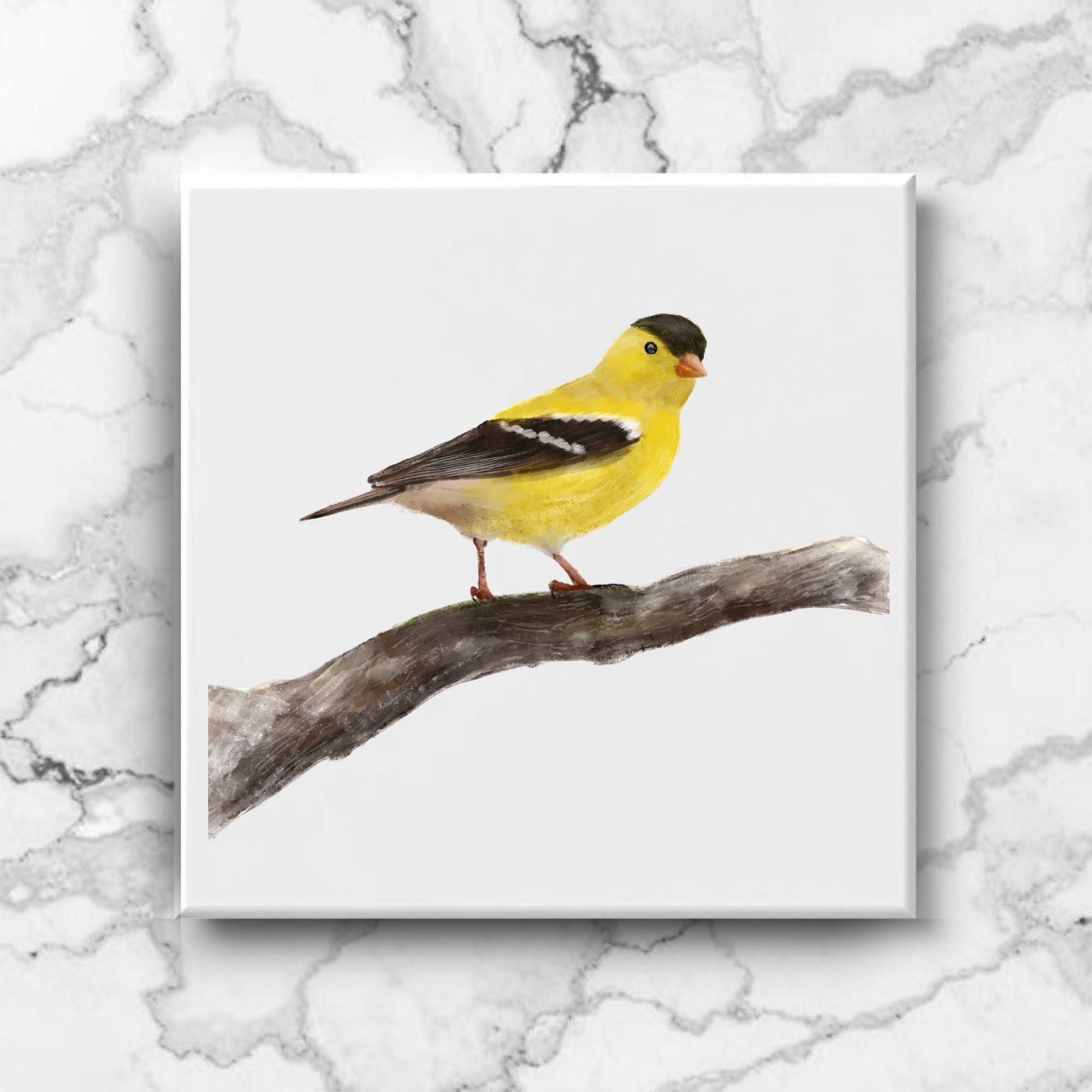 American Goldfinch Ceramic Tile – Handcrafted Bird Art - MerikaArt