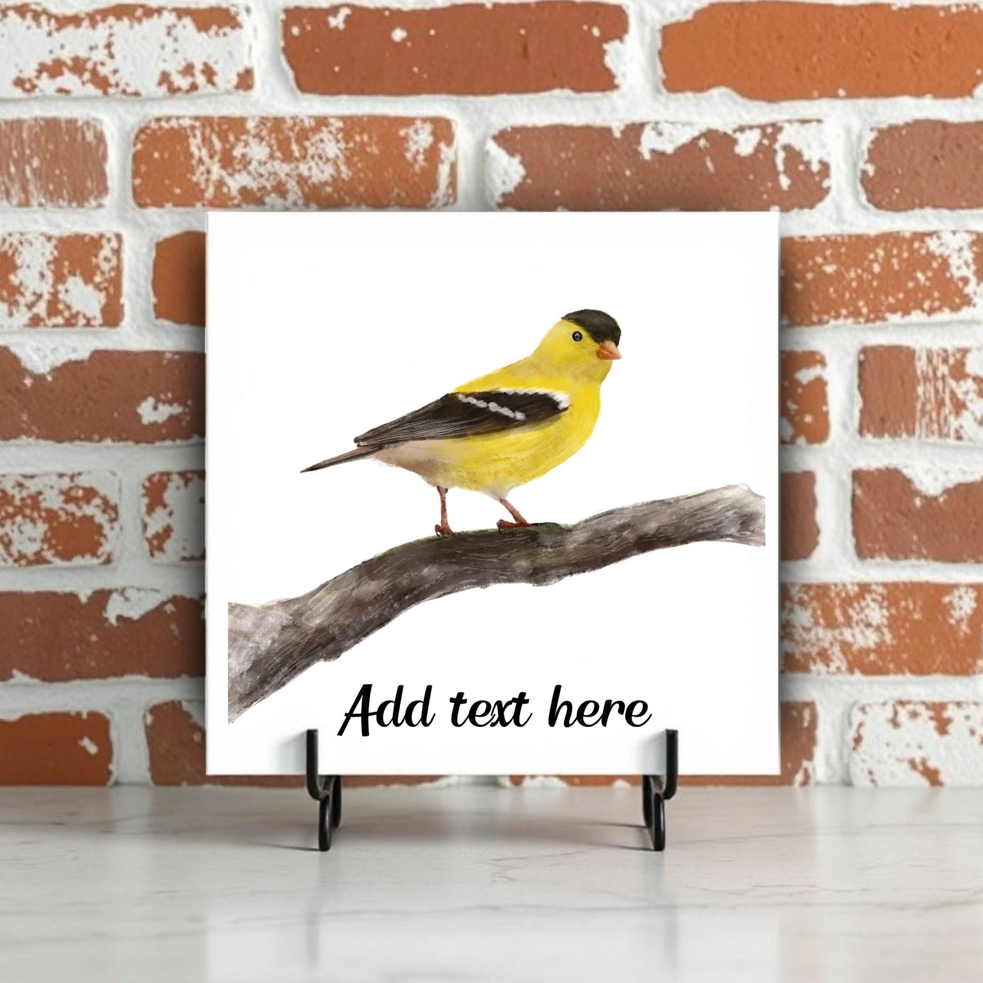 American Goldfinch Ceramic Tile – Handcrafted Bird Art - MerikaArt