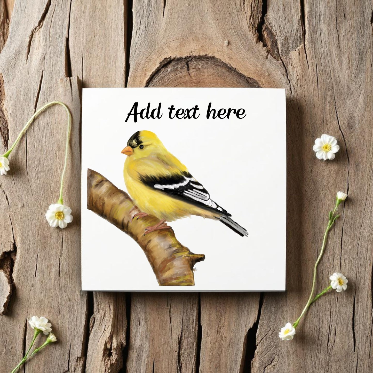 American Goldfinch Ceramic Tile – Handcrafted Bird Design - MerikaArt