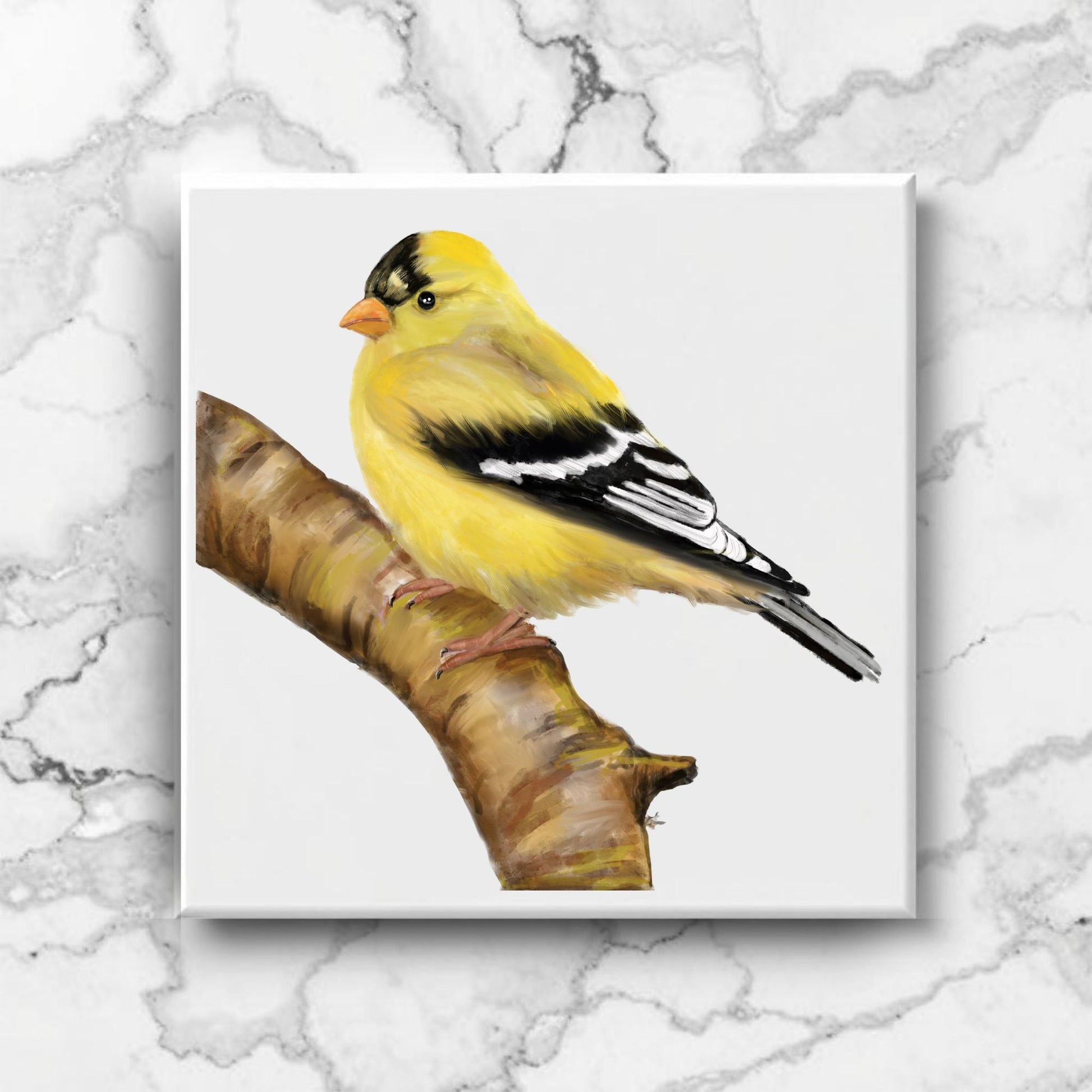 American Goldfinch Ceramic Tile – Handcrafted Bird Design - MerikaArt