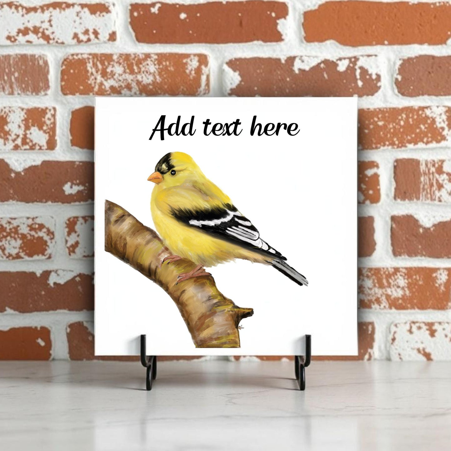 American Goldfinch Ceramic Tile – Handcrafted Bird Design - MerikaArt