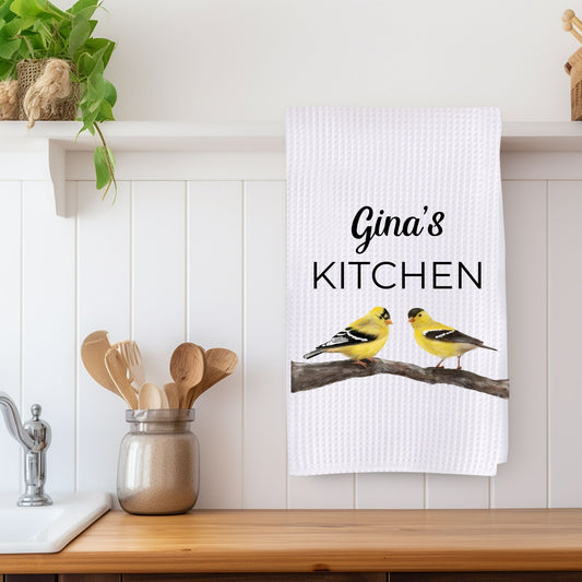 American Goldfinch Pair Kitchen Towel - MerikaArt