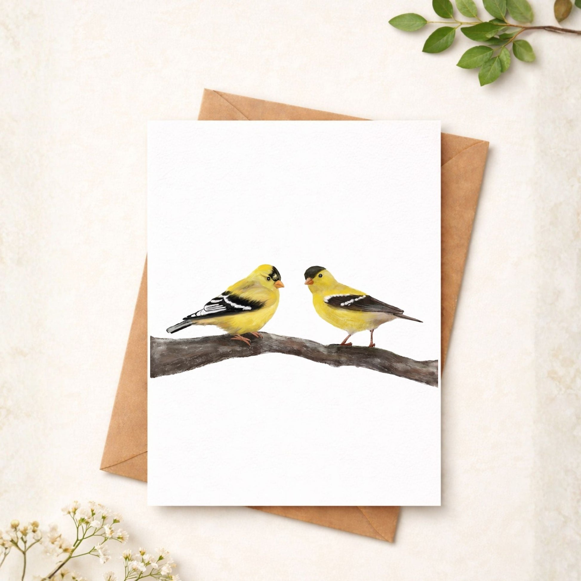 American Goldfinch Pair Postcard - MerikaArt