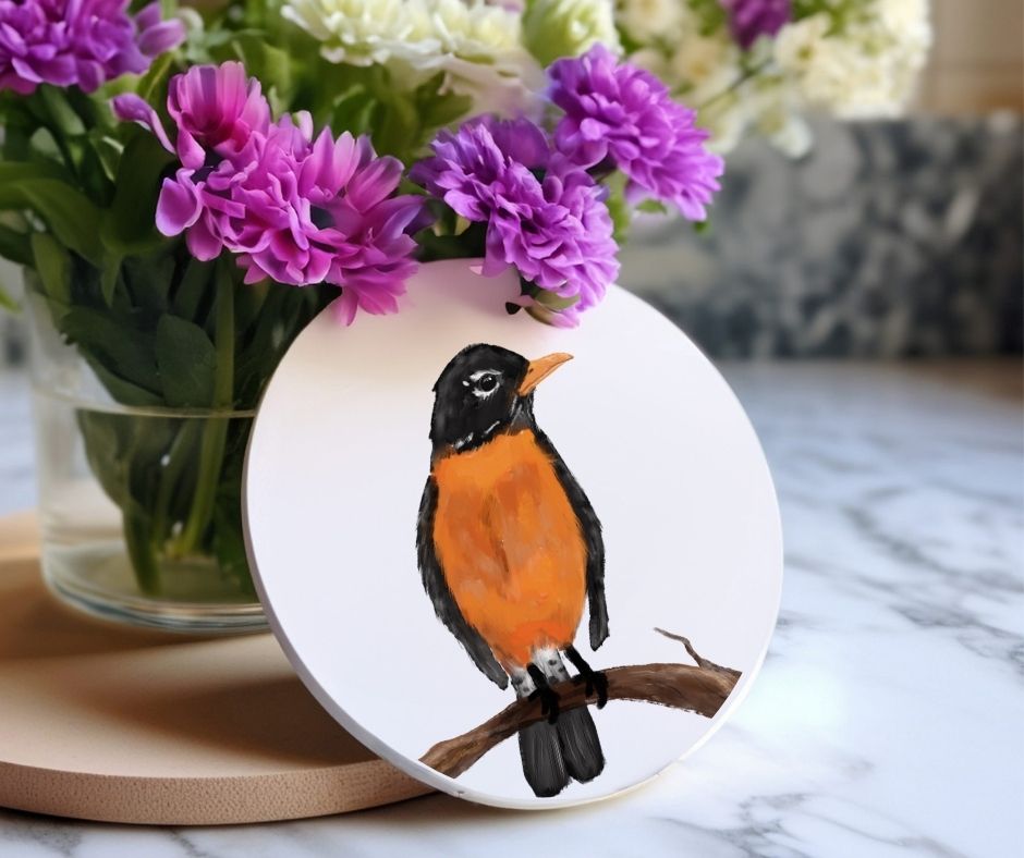 American Robin Ceramic Coaster - MerikaArt