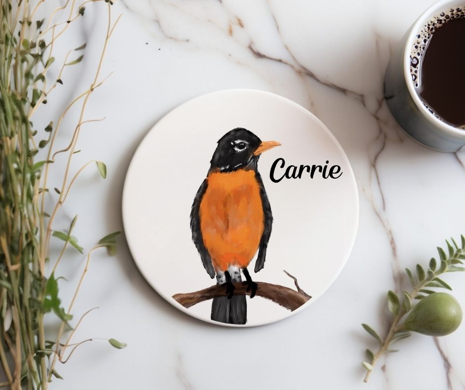 American Robin Ceramic Coaster - MerikaArt