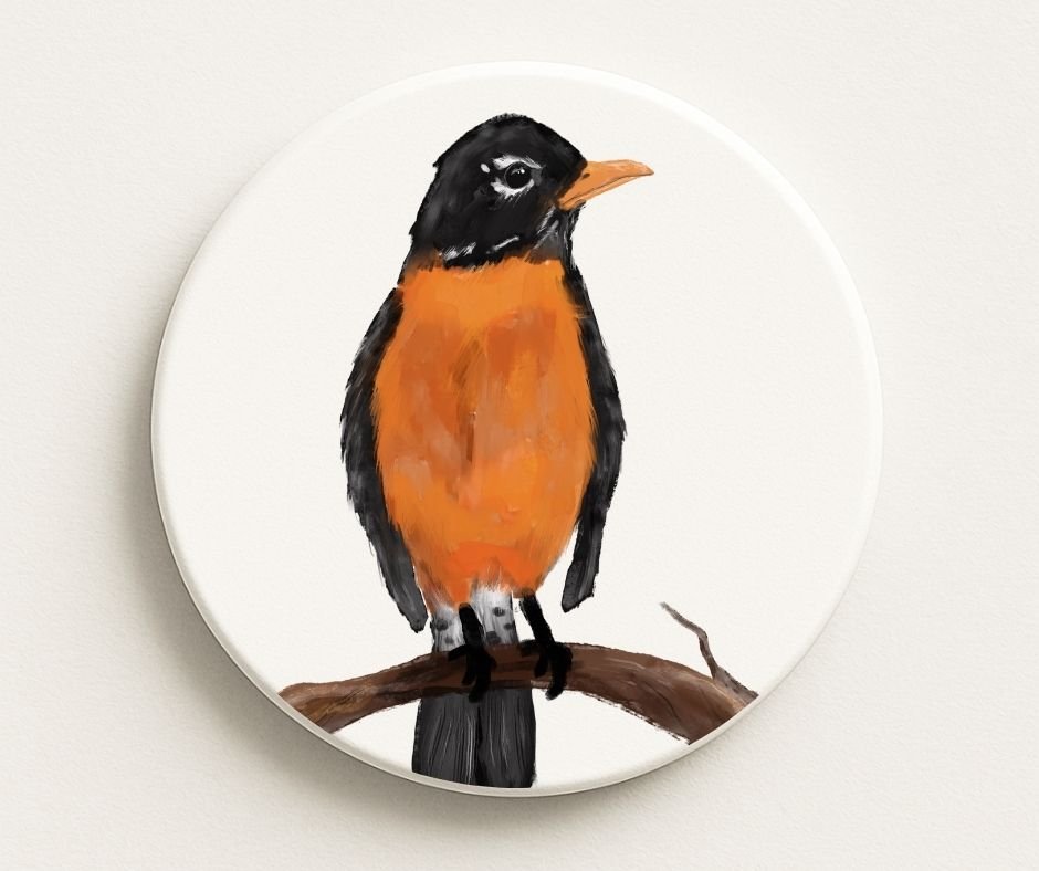 American Robin Ceramic Coaster - MerikaArt