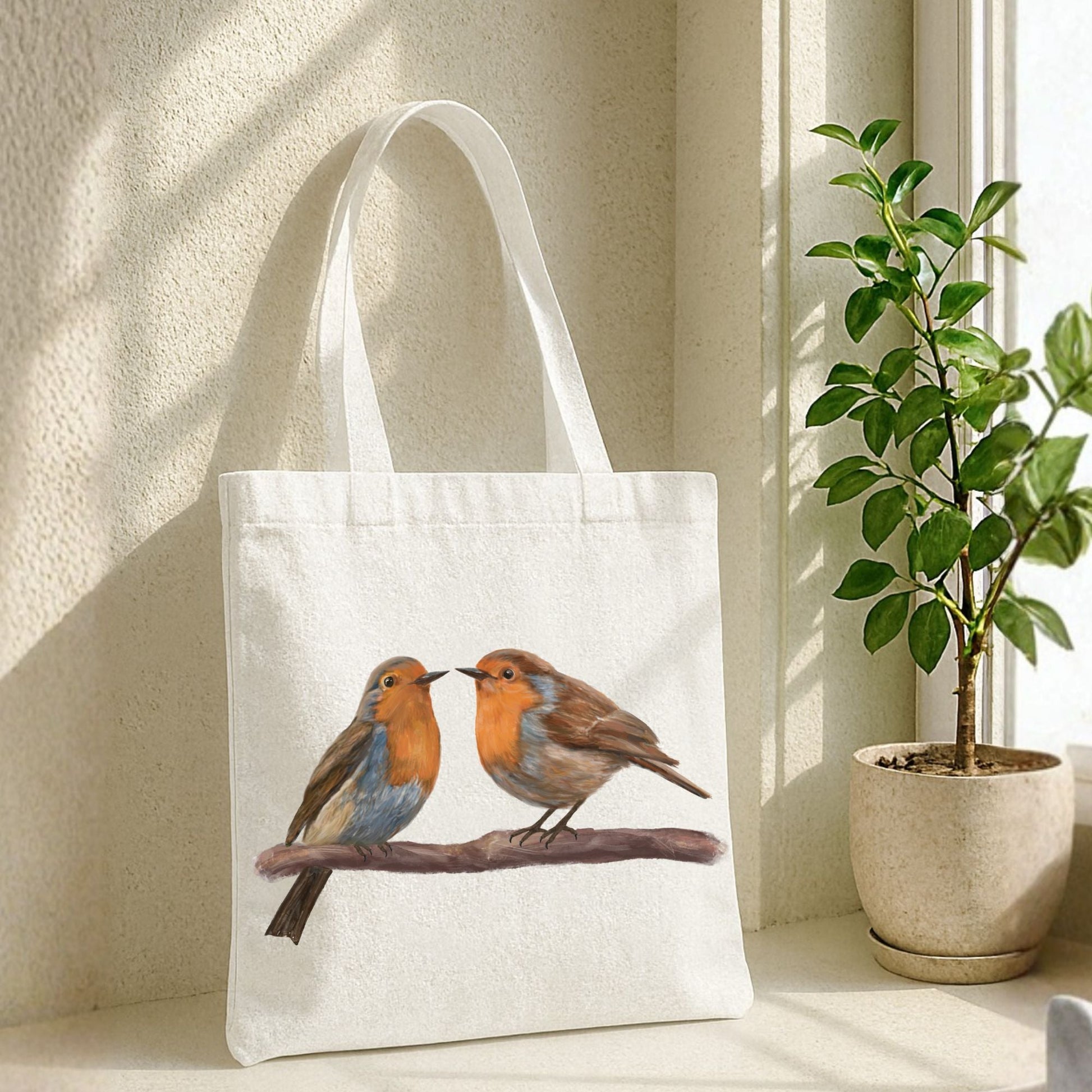 American Robin Pair Canvas Tote Bag - MerikaArt