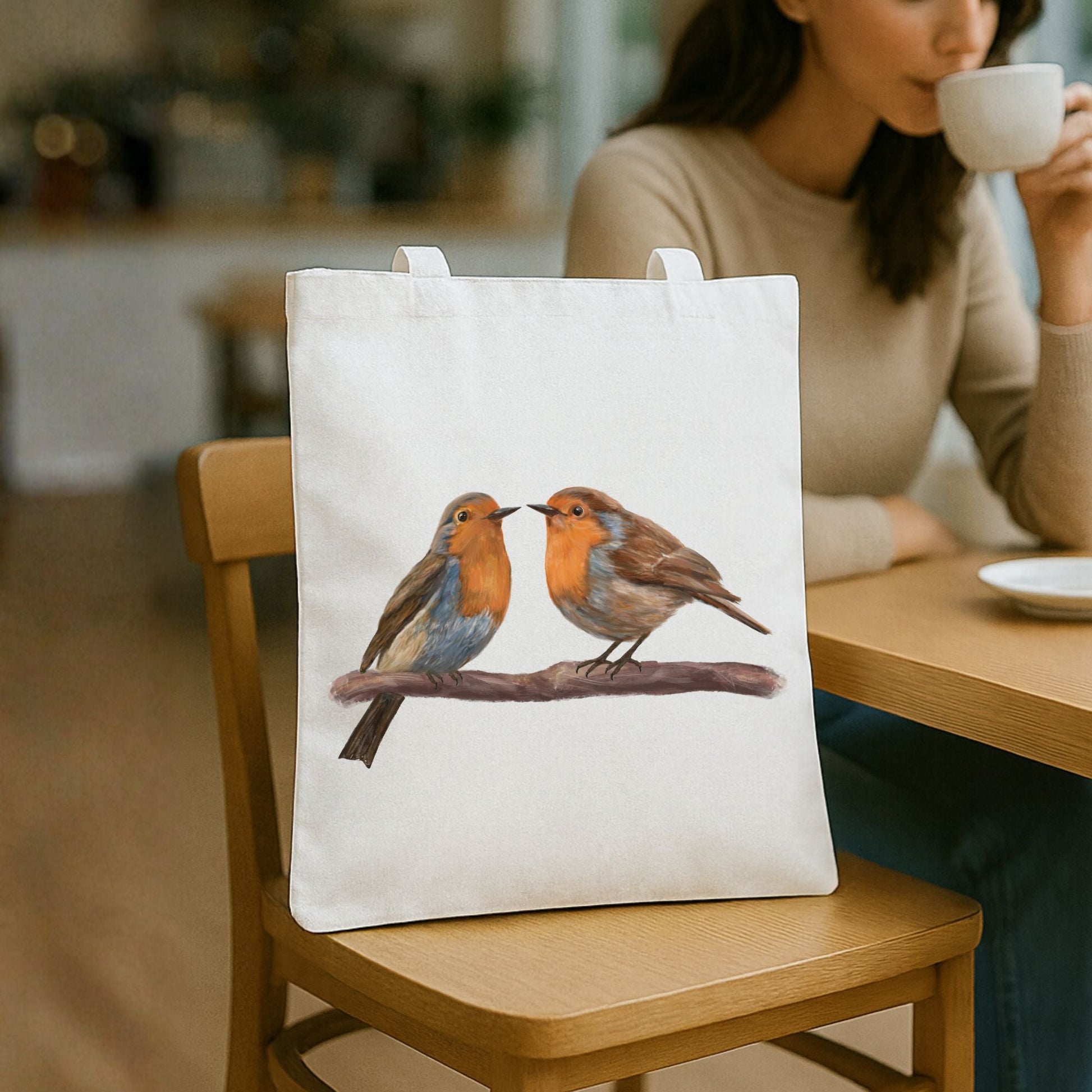 American Robin Pair Canvas Tote Bag - MerikaArt