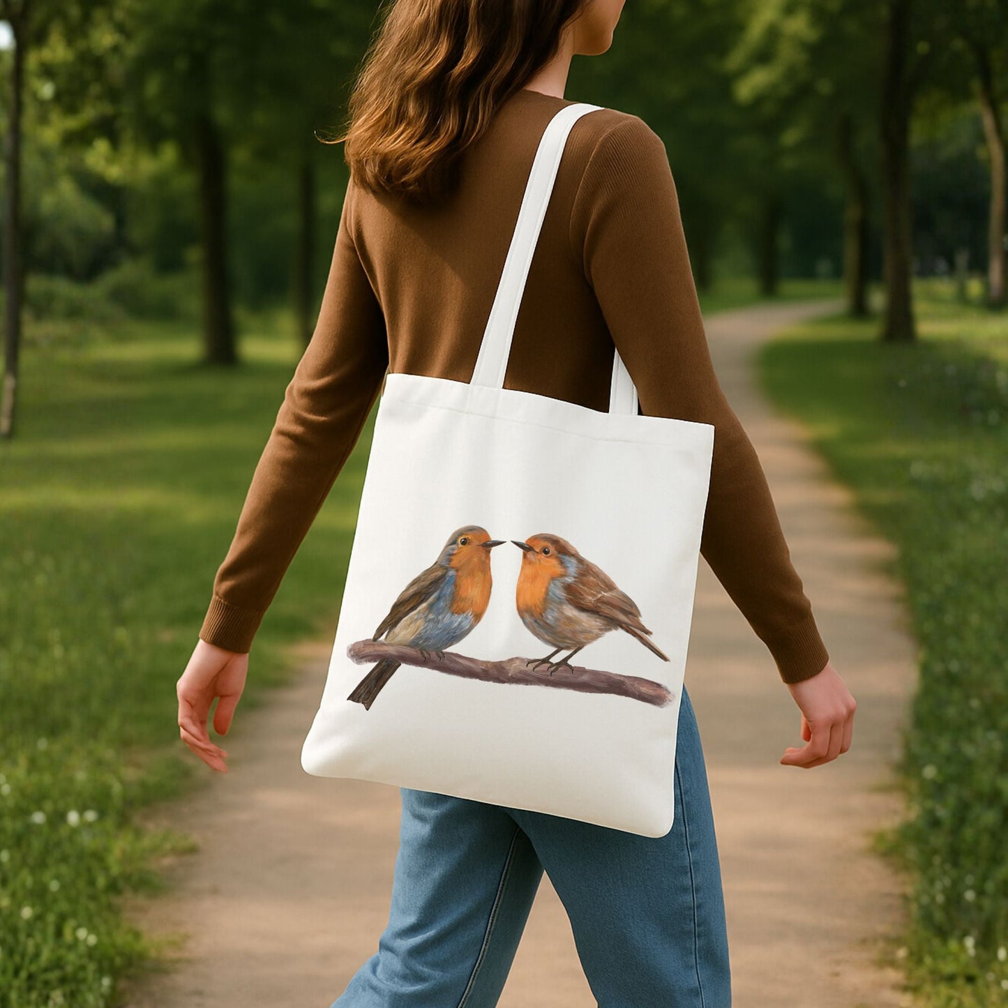 American Robin Pair Canvas Tote Bag - MerikaArt