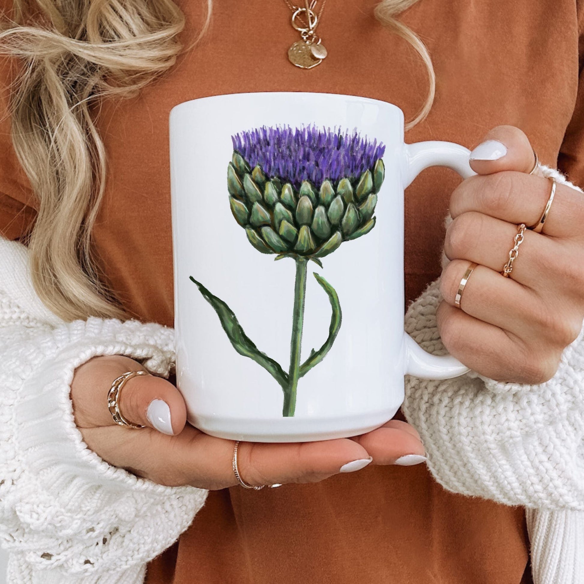 Artichoke Flower Mug - MerikaArt