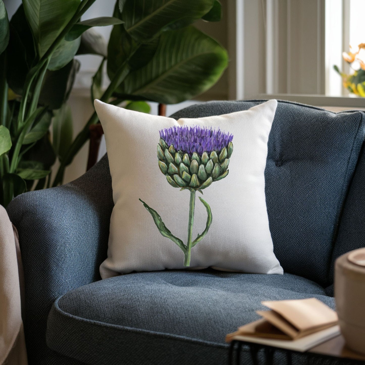 Artichoke Flower Pillow - MerikaArt