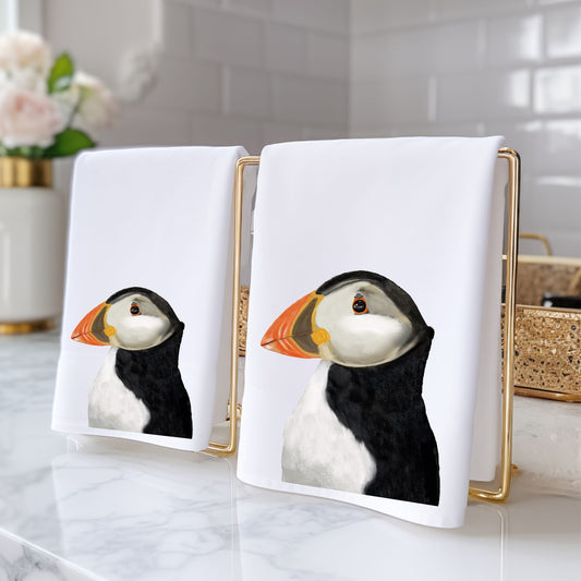 Atlantic Puffin Bathroom Towel - MerikaArt