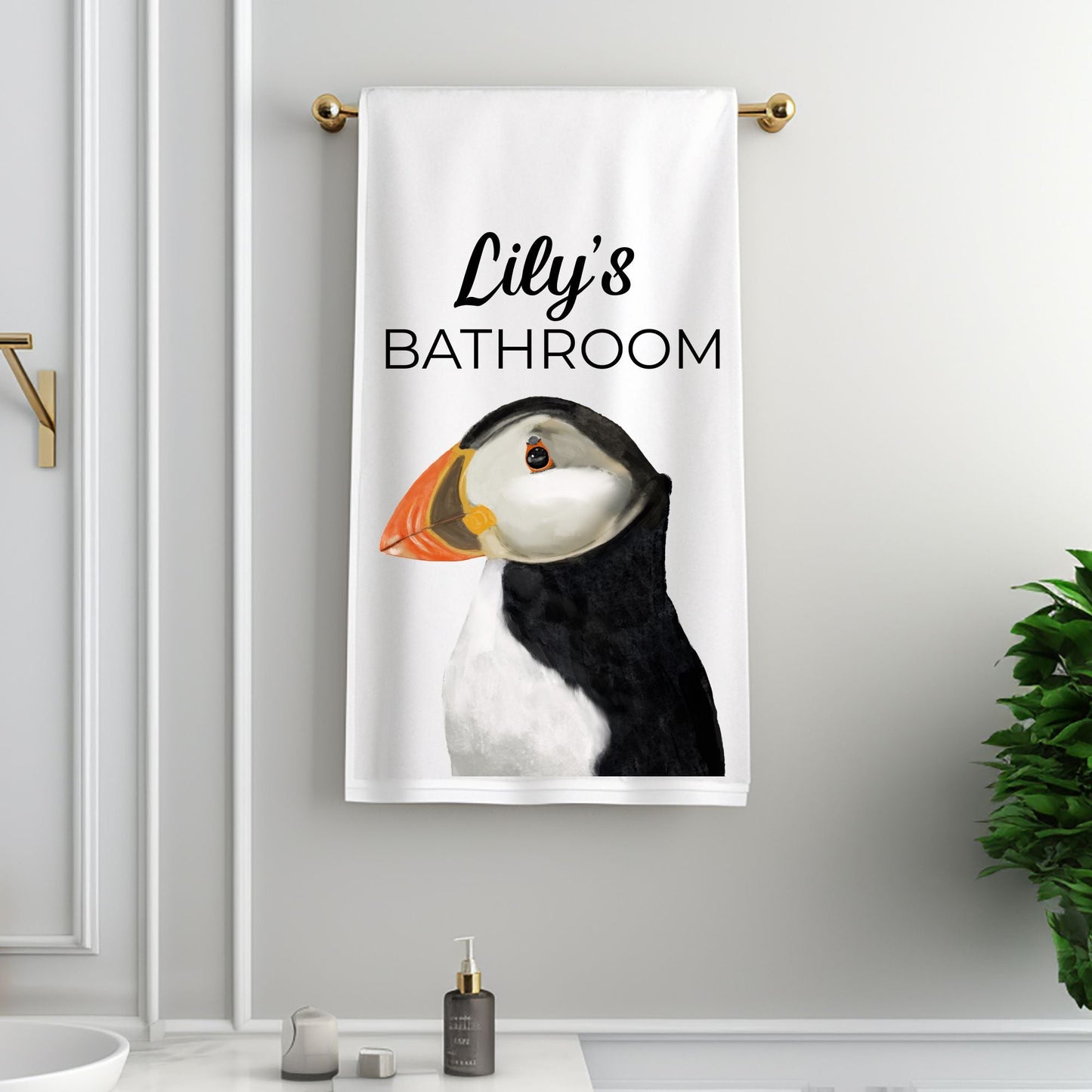 Atlantic Puffin Bathroom Towel - MerikaArt