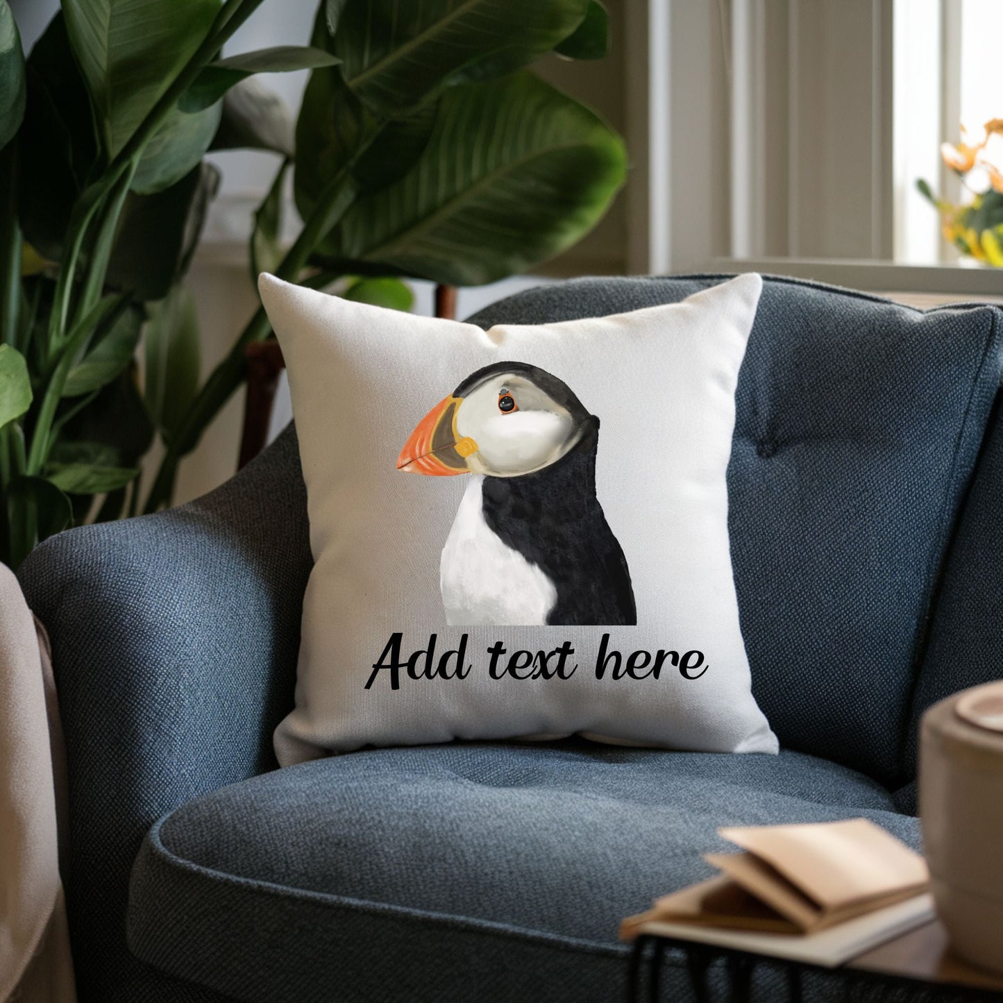 Atlantic Puffin Bird Pillow - MerikaArt