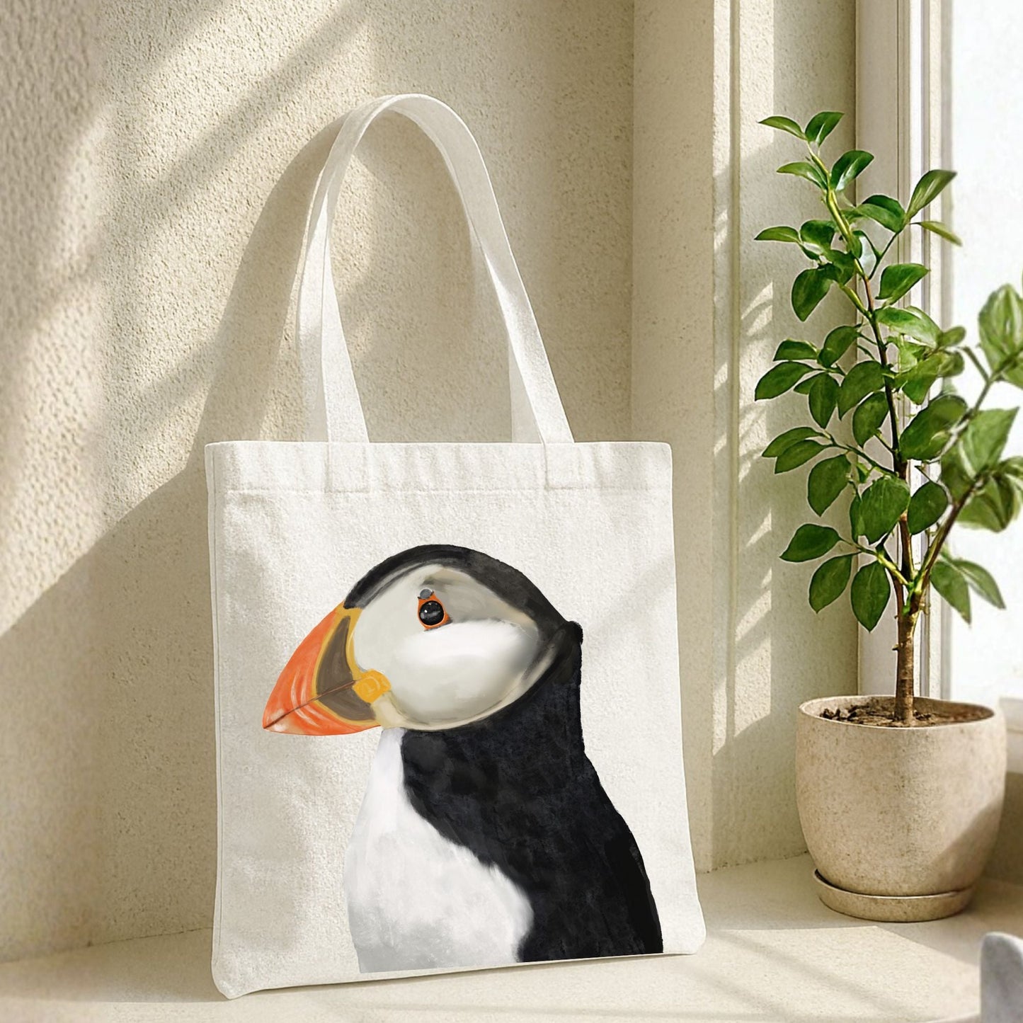 Atlantic Puffin Canvas Tote Bag - MerikaArt