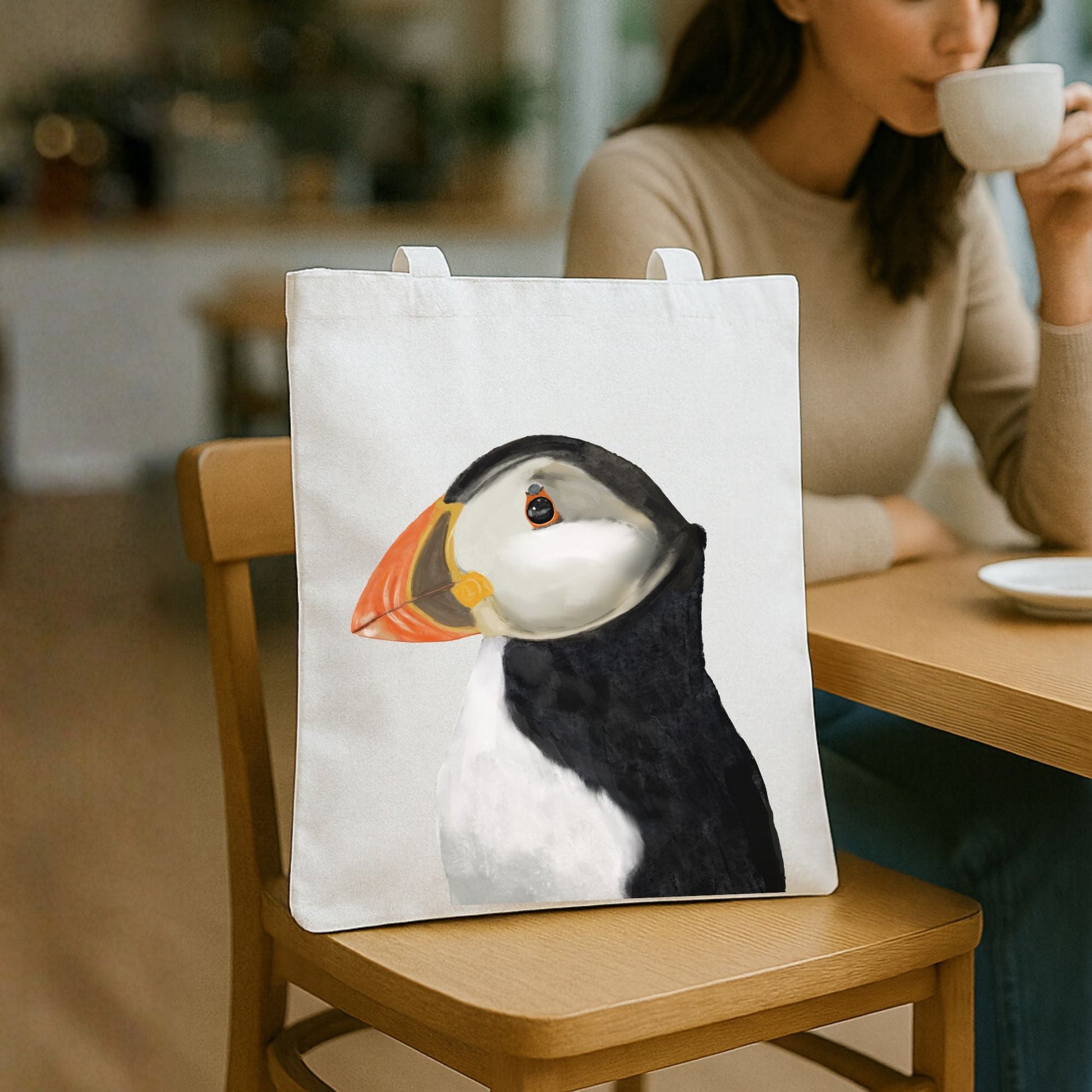Atlantic Puffin Canvas Tote Bag - MerikaArt