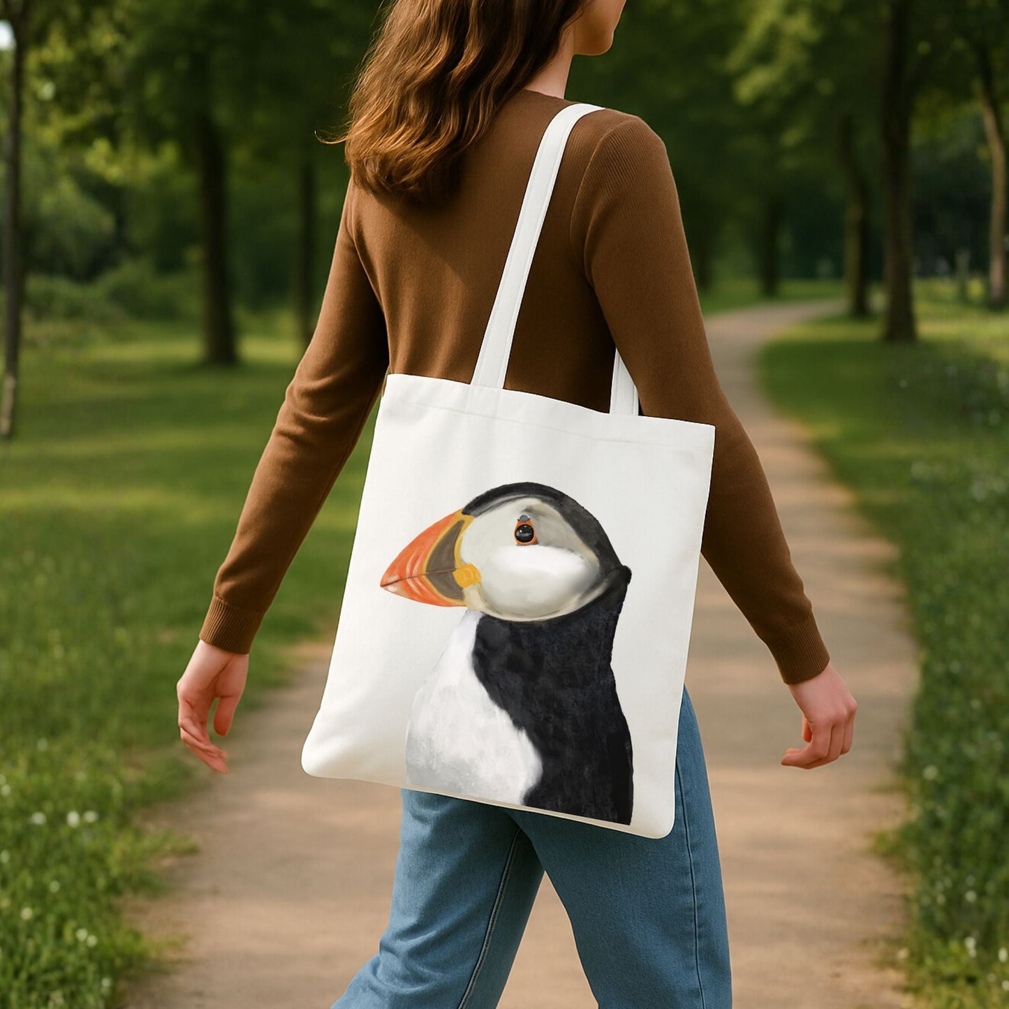 Atlantic Puffin Canvas Tote Bag - MerikaArt
