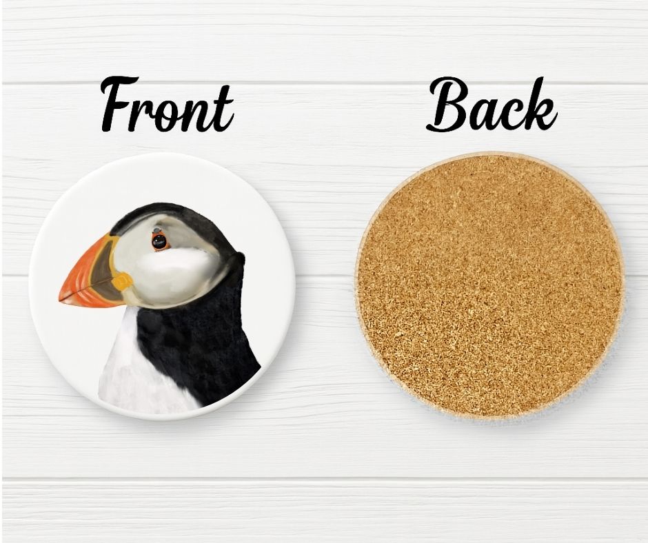 Atlantic Puffin Ceramic Coaster - MerikaArt
