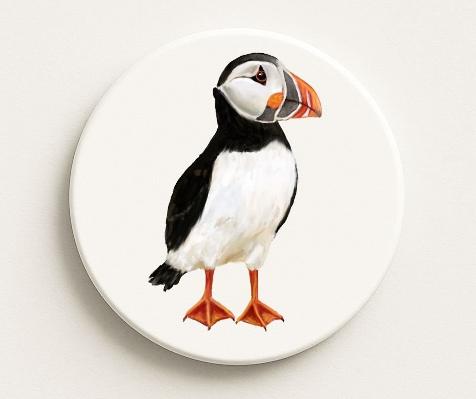 Atlantic Puffin Ceramic Coaster - MerikaArt