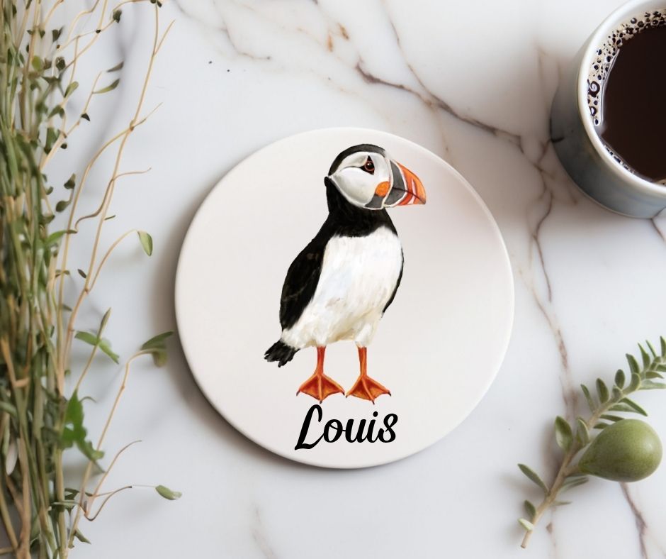 Atlantic Puffin Ceramic Coaster - MerikaArt
