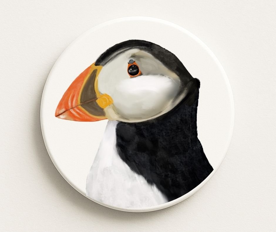 Atlantic Puffin Ceramic Coaster - MerikaArt