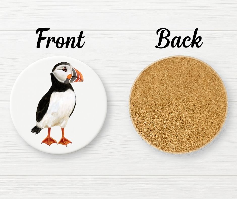 Atlantic Puffin Ceramic Coaster - MerikaArt