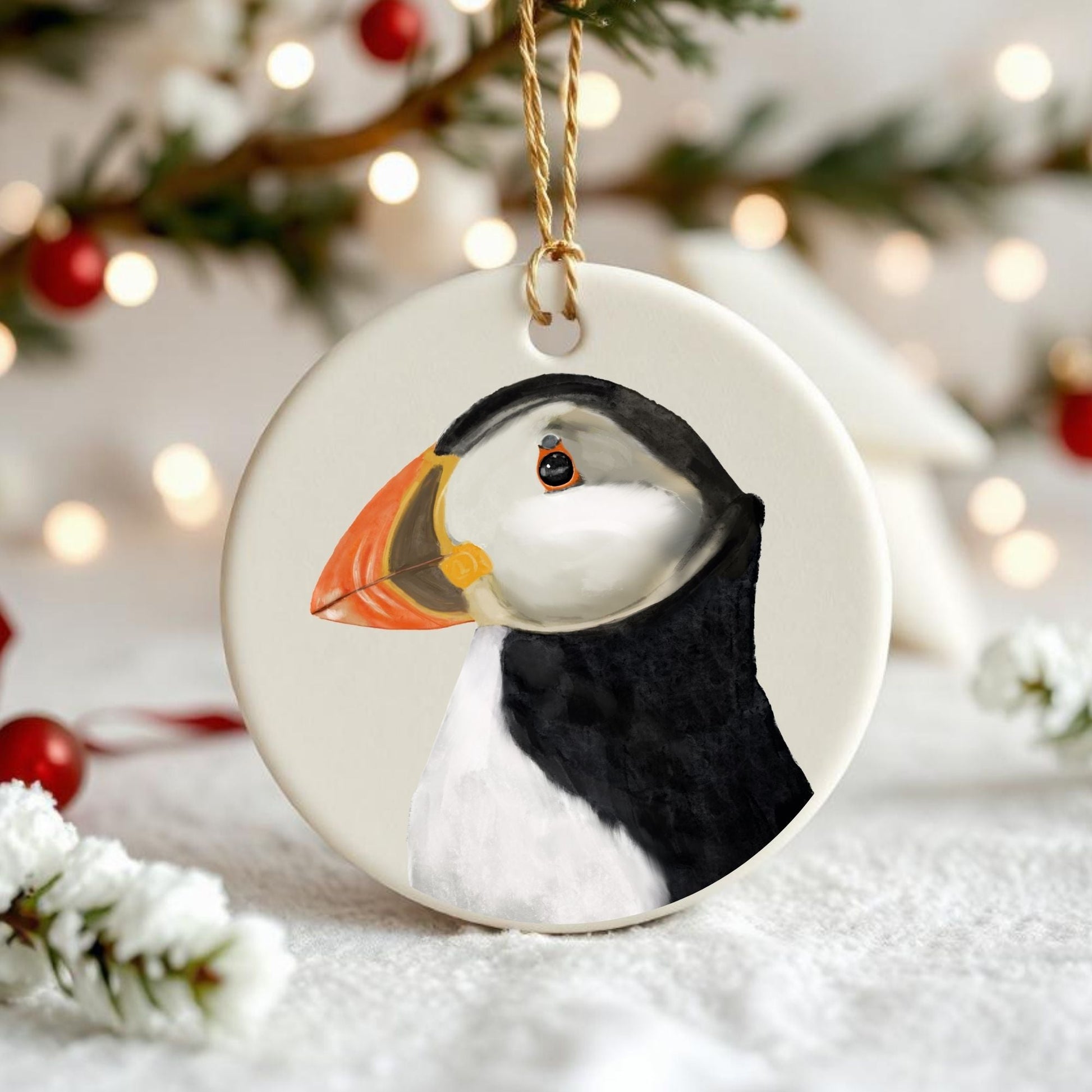 Atlantic Puffin Ceramic Ornament - MerikaArt