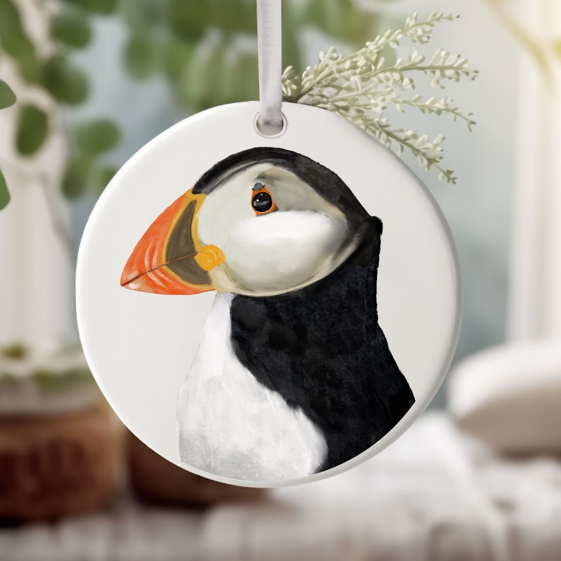 Atlantic Puffin Ceramic Ornament - MerikaArt