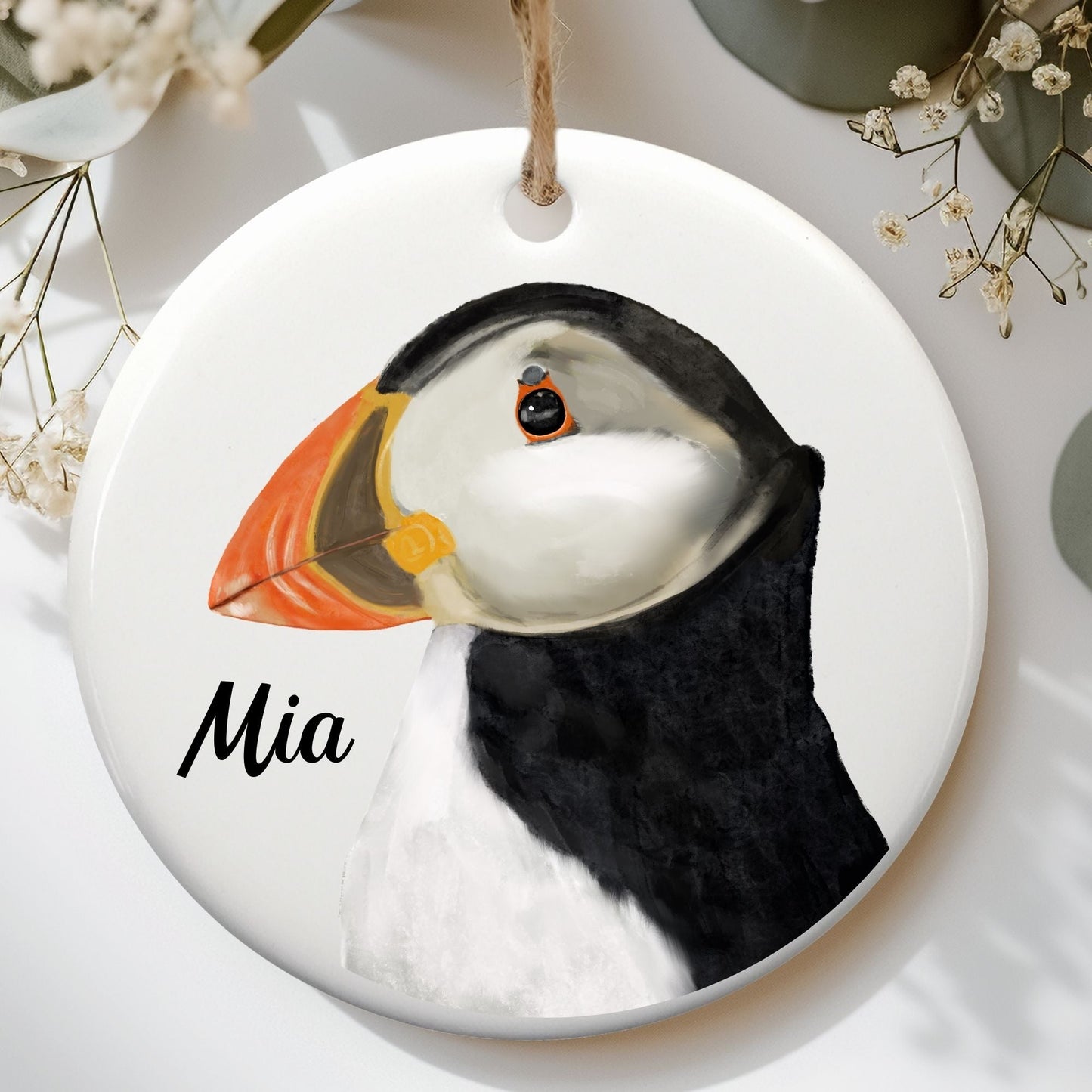 Atlantic Puffin Ceramic Ornament - MerikaArt