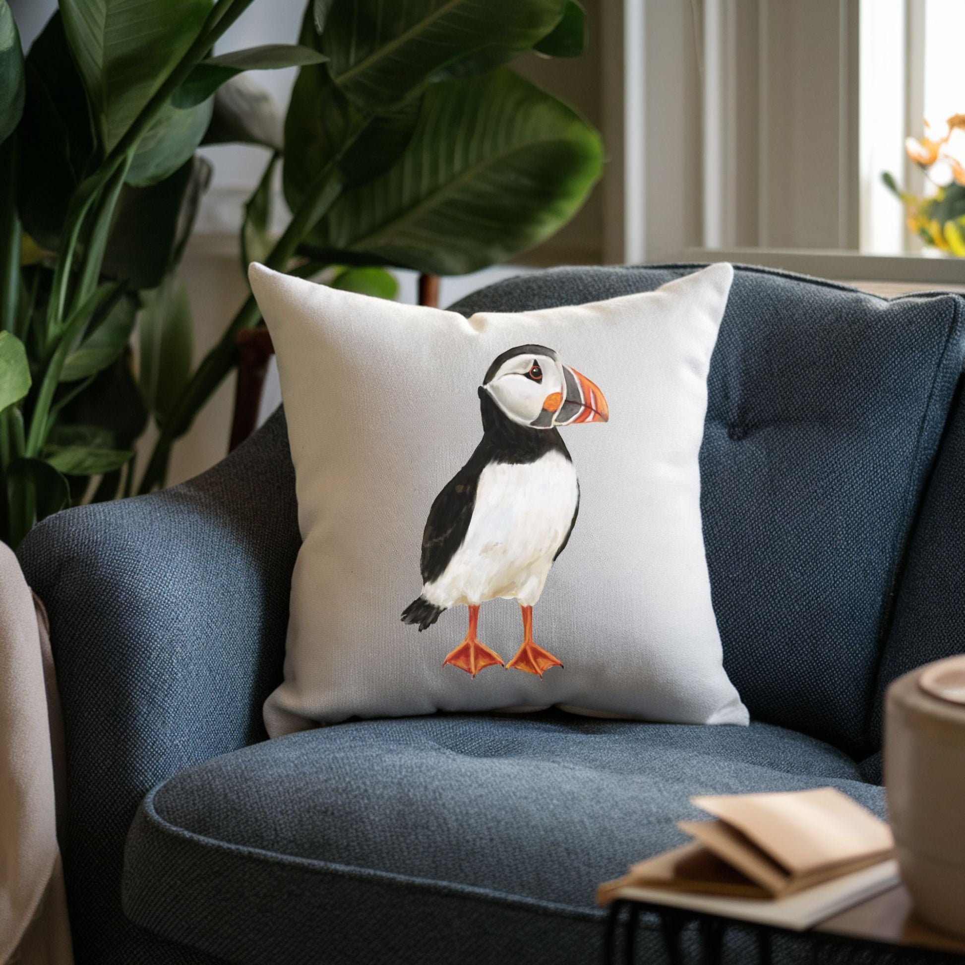 Atlantic Puffin Pillow - MerikaArt