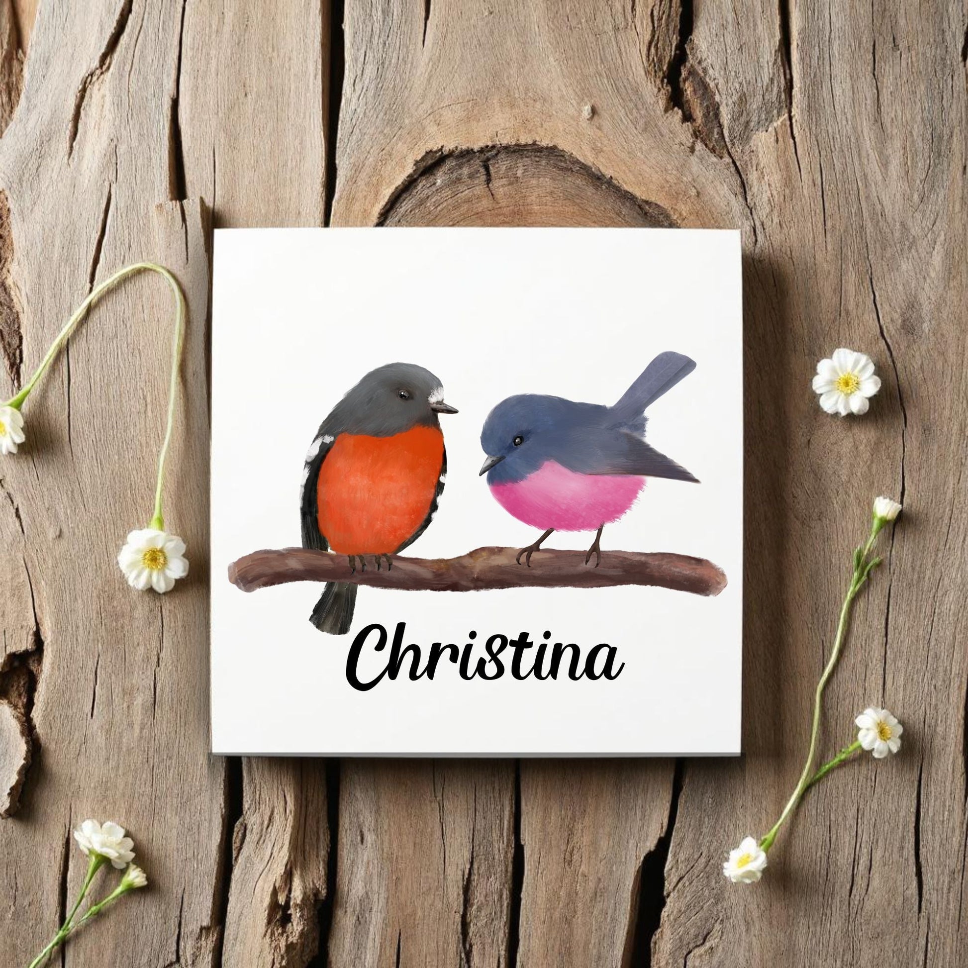 Australian Flame Robins Ceramic Tile - MerikaArt