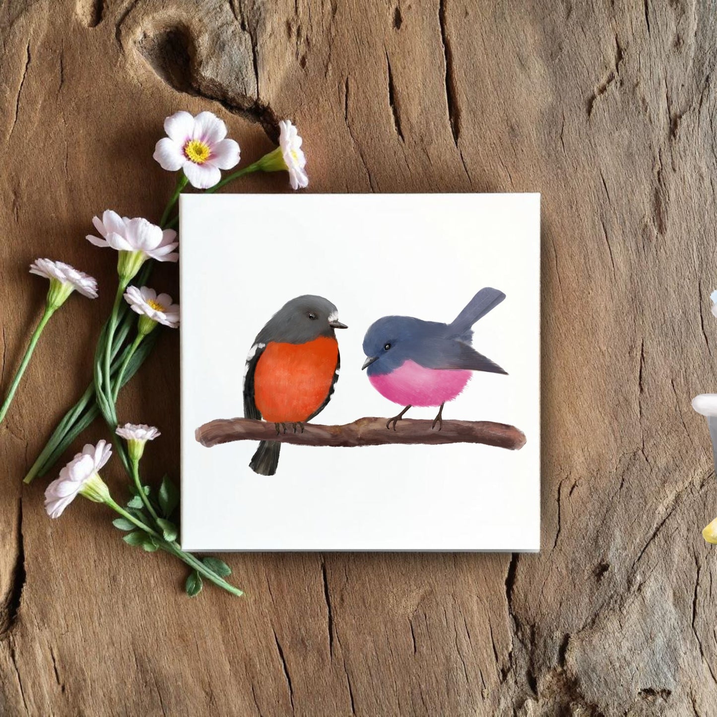 Australian Flame Robins Ceramic Tile - MerikaArt