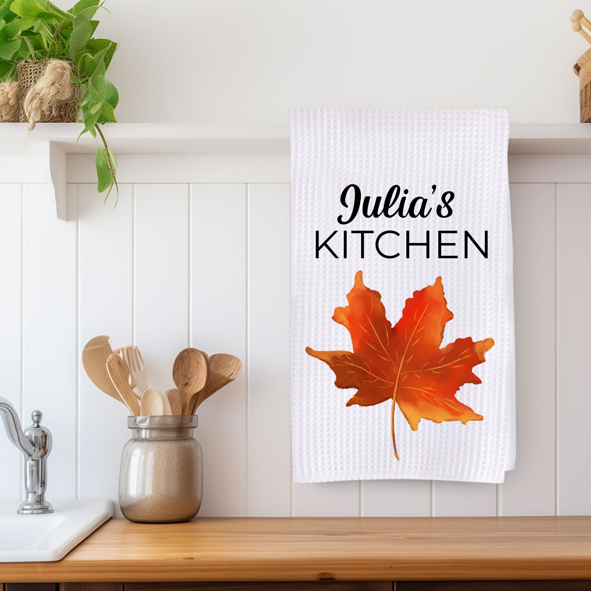 Autumn Maple Leaf Kitchen Towel - MerikaArt