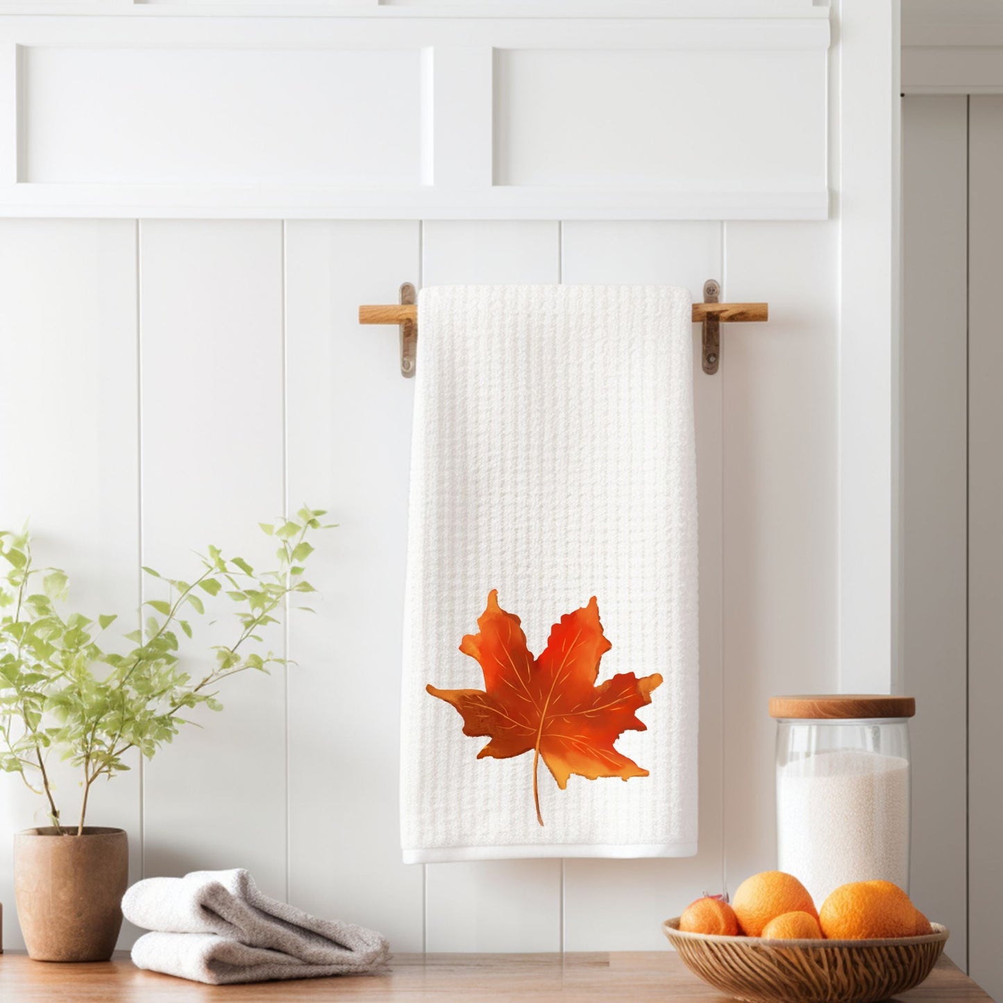 Autumn Maple Leaf Kitchen Towel - MerikaArt