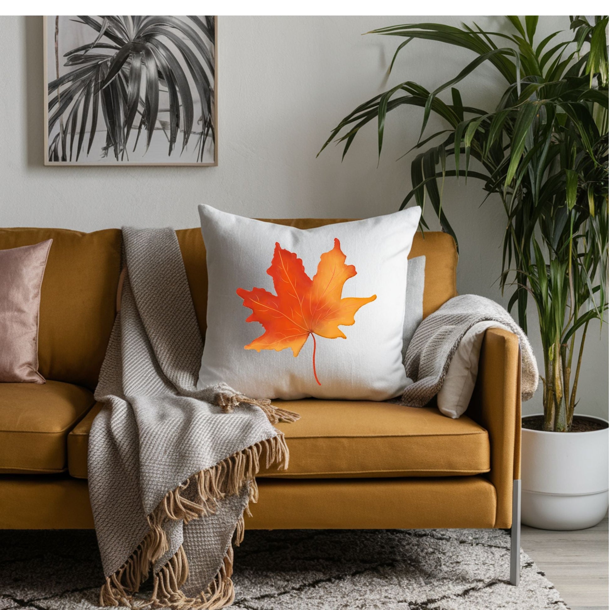 Autumn Maple Leaf Pillow - MerikaArt