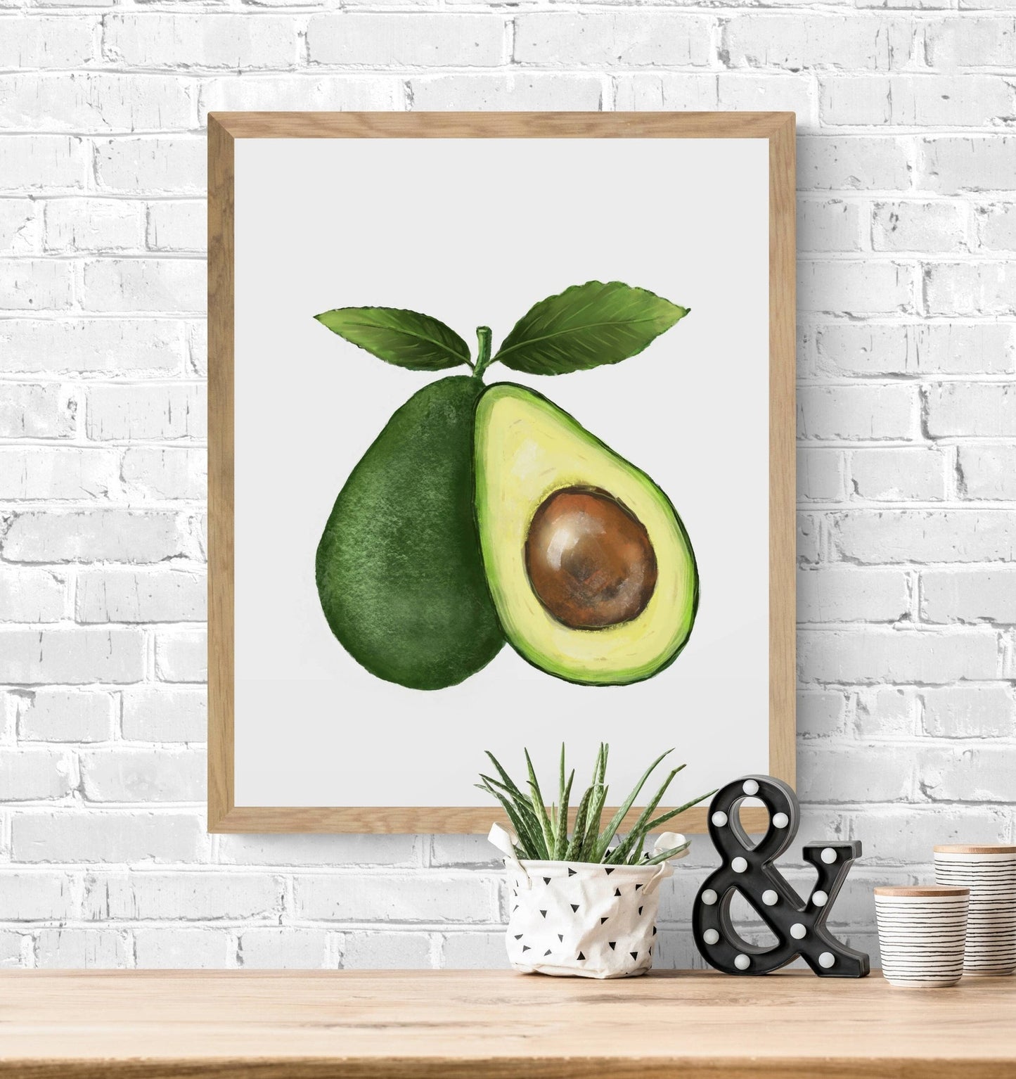 Avocado Art Print, Avocado Wall Art, Kitchen Wall Hanging, Dining Room Decor, Painting for Vegans, Fruit Illustration, Farmhouse Wall Decor - MerikaArt