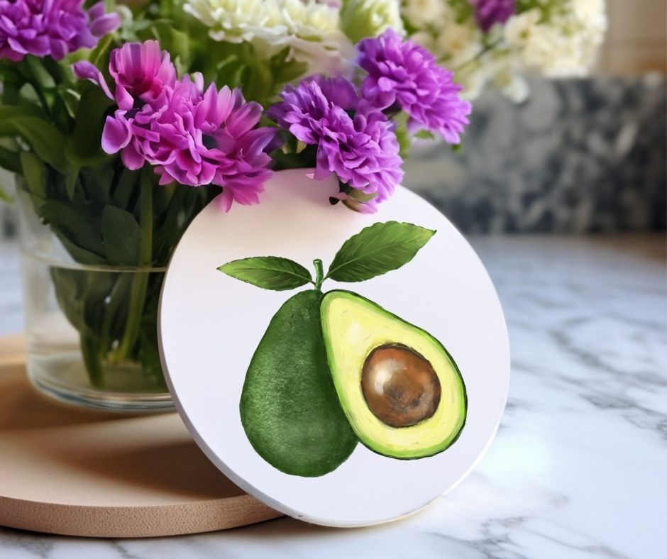 Avocado Ceramic Coaster - MerikaArt