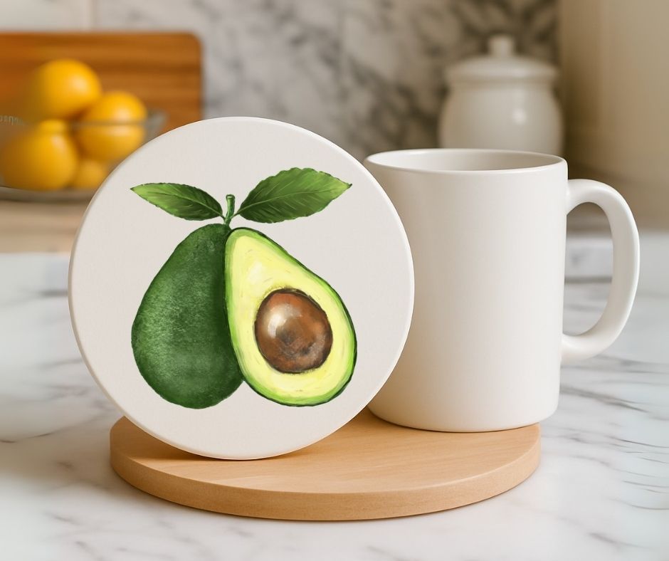 Avocado Ceramic Coaster - MerikaArt