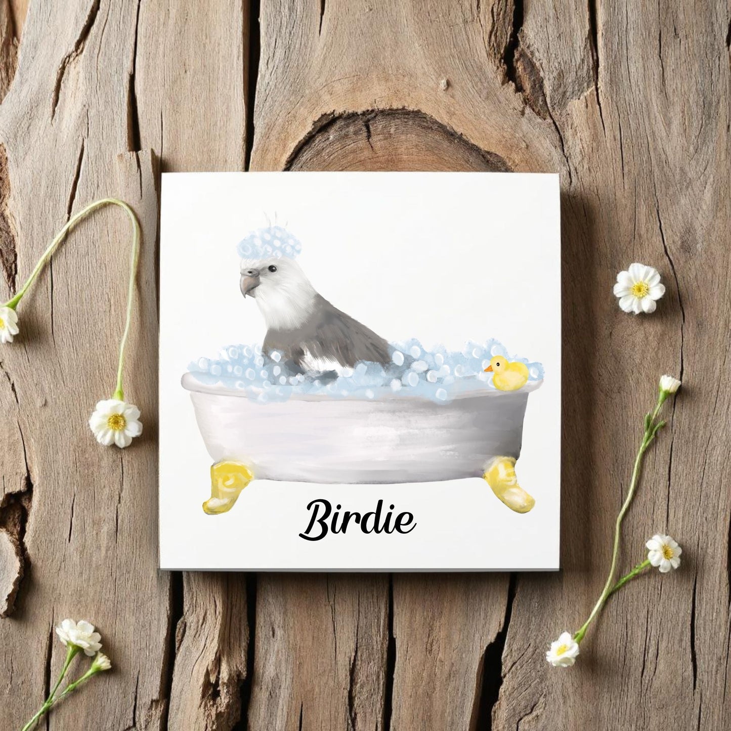 Bald Eagle in Bathtub Ceramic Tile – Handcrafted Whimsical Art Decor - MerikaArt