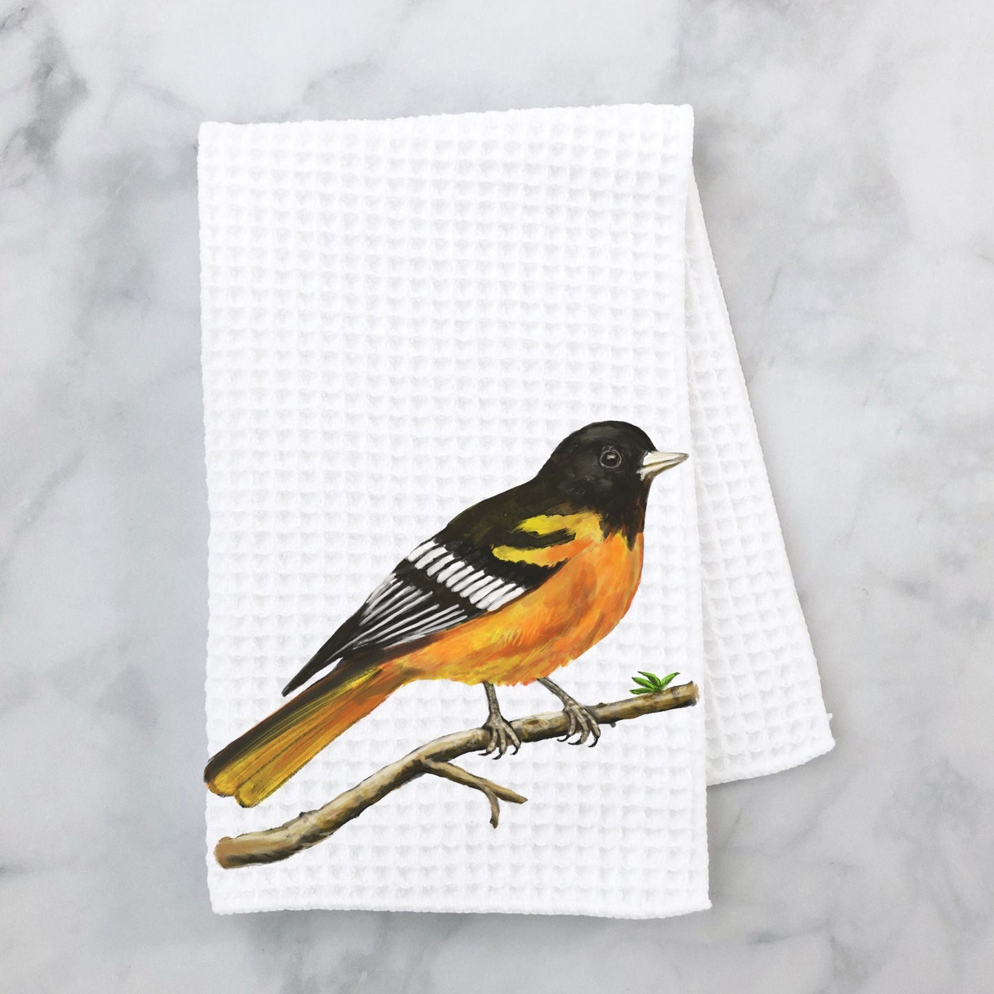 Baltimore Oriole Bird Kitchen Towel - MerikaArt