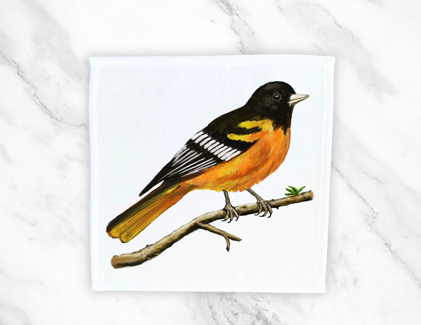 Baltimore Oriole Bird Washcloth - MerikaArt