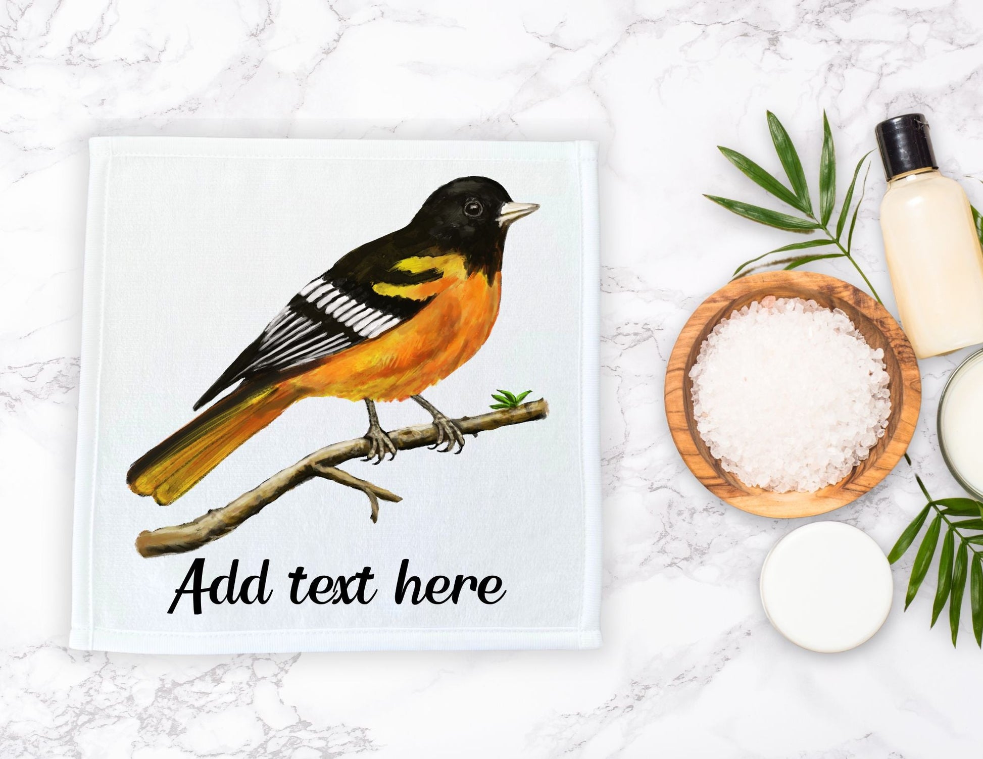 Baltimore Oriole Bird Washcloth - MerikaArt