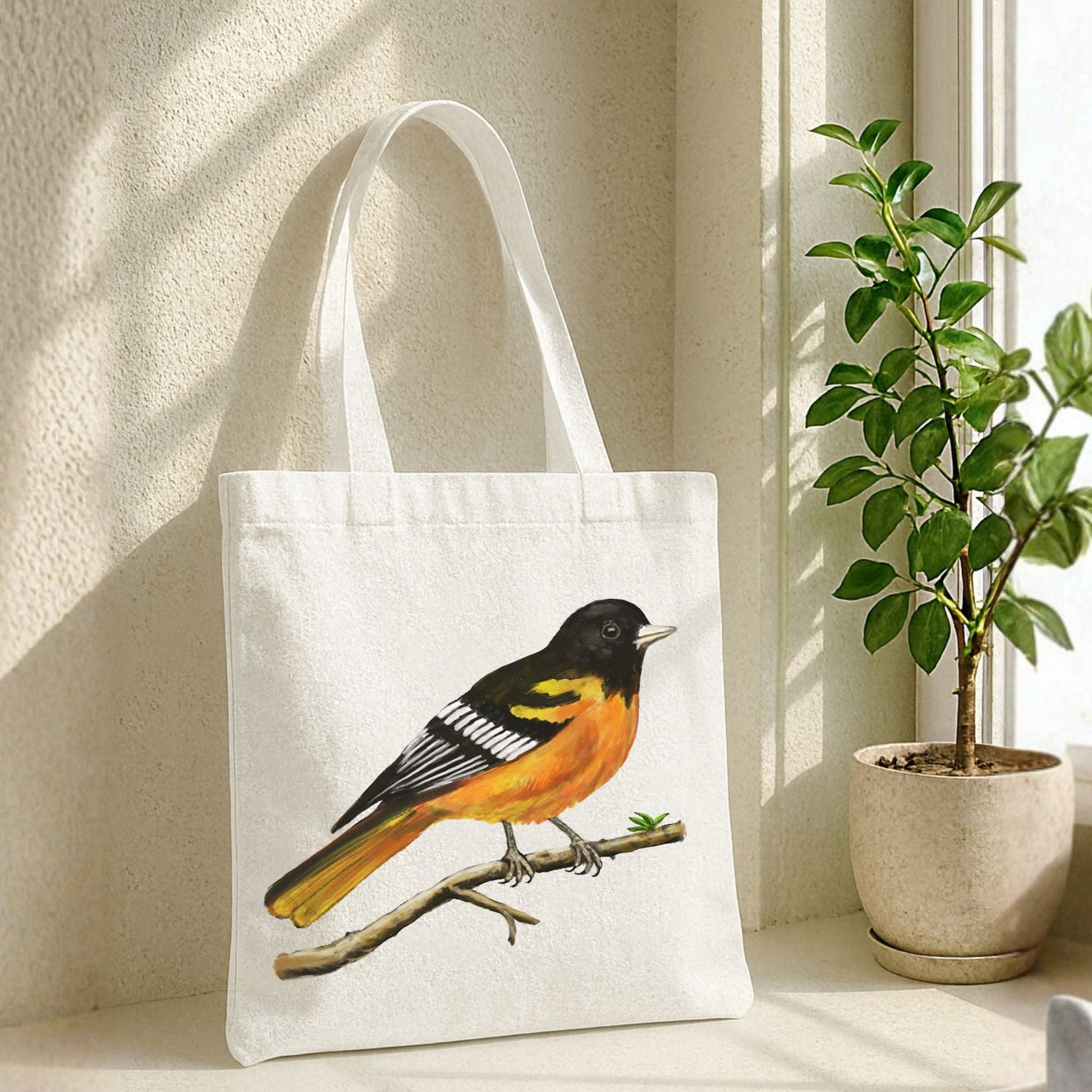 Baltimore Oriole Canvas Tote Bag - MerikaArt