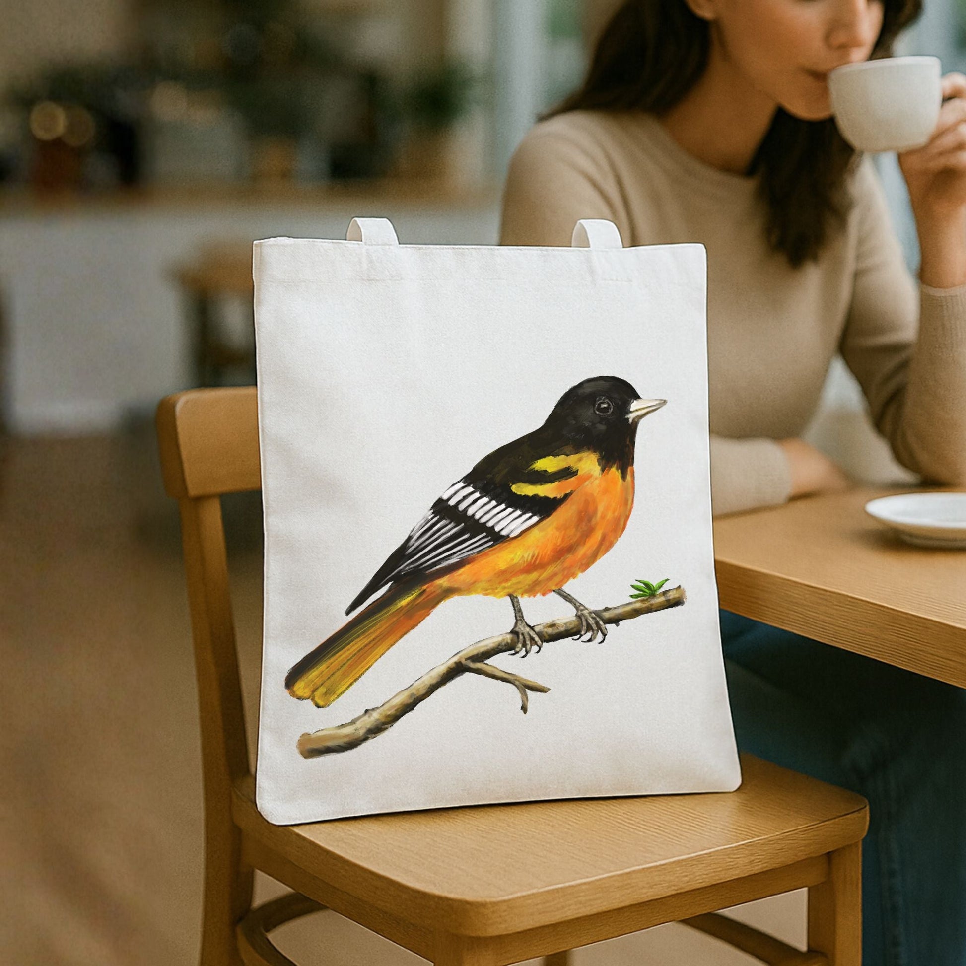 Baltimore Oriole Canvas Tote Bag - MerikaArt