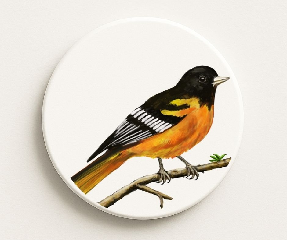 Baltimore Oriole Ceramic Coaster - MerikaArt