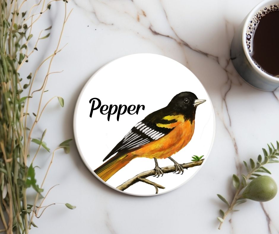 Baltimore Oriole Ceramic Coaster - MerikaArt