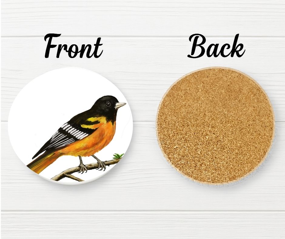 Baltimore Oriole Ceramic Coaster - MerikaArt