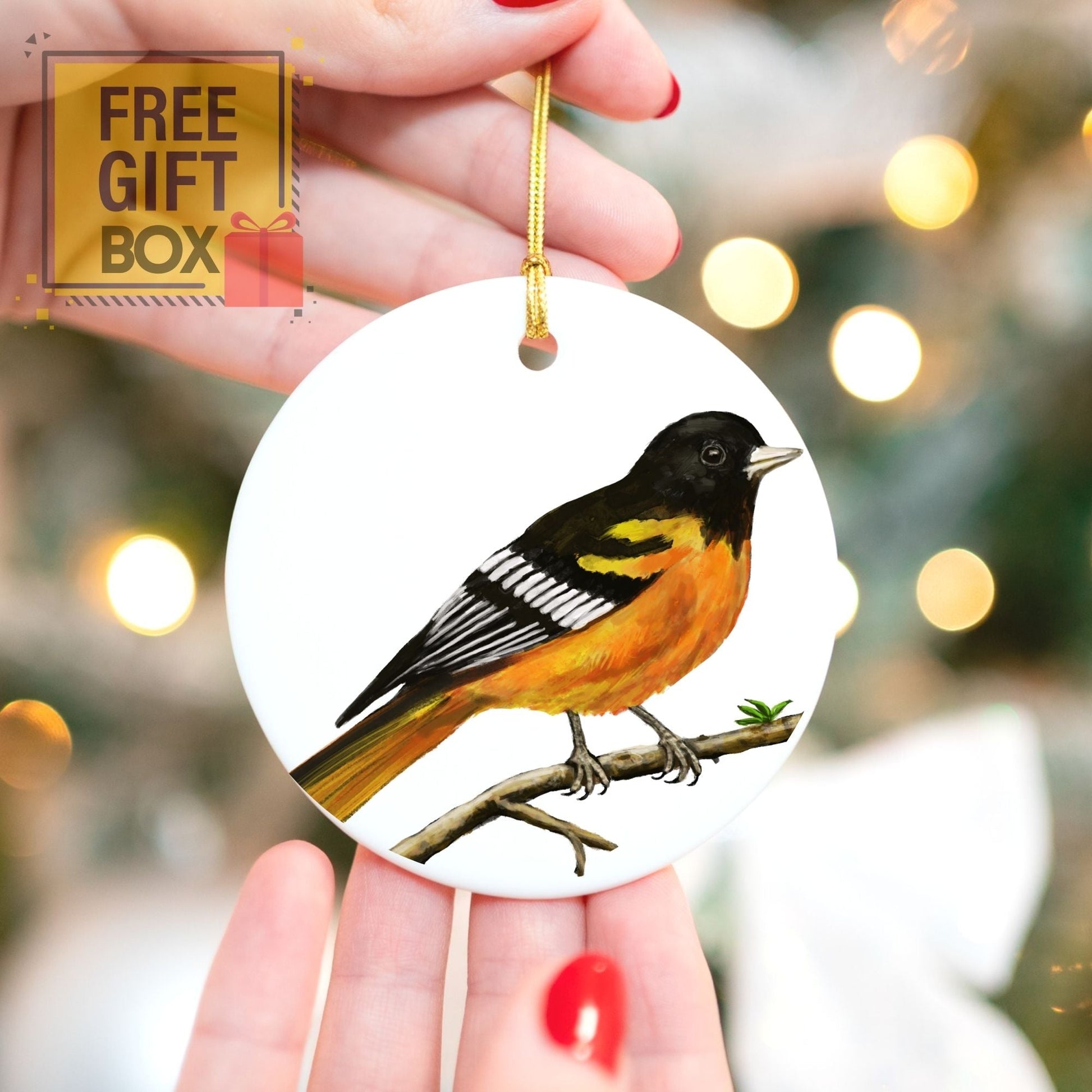 Baltimore Oriole Ceramic Ornament - MerikaArt